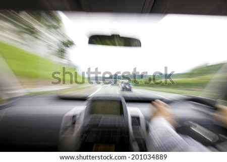 The cars running on the highway