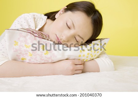 The woman takes a nap