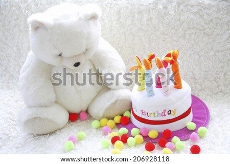Teddy Bear And Birthday Cake