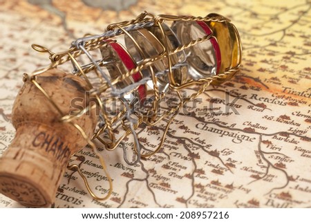 France Map and the Cork of Champagne
