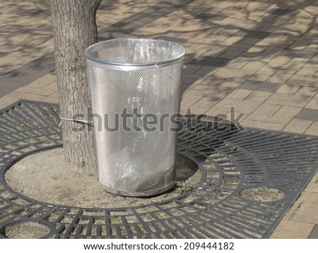 Stainless Steel Garbage Basket in the Park