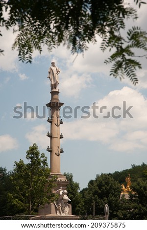 Christopher Columbus Monument standing on 70 foot columng at   Columbus Circle, New York, City
