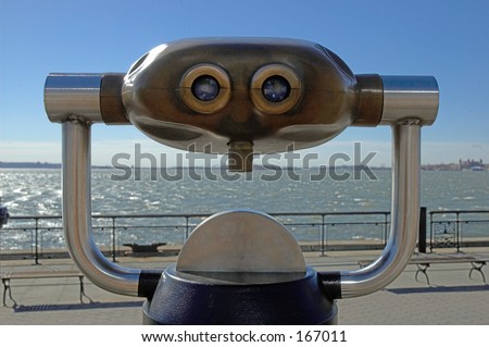 Coin operated binoculars for scenic lookout