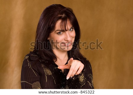 women finger pointing at you