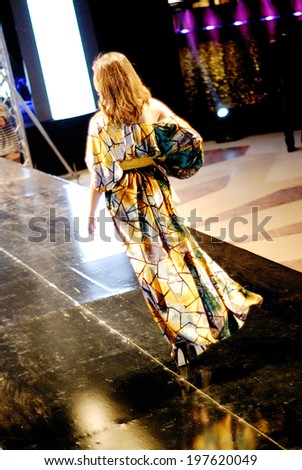 CAIRO - April 25: Model at Cairo Fashion Festival fashion show for the fashion designer Dina El Kei in Cairo, Egypt, April 25, 2014.