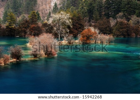 Jiuzhai Valley, reputed as a fairyland, prefecture in China.The scenic area enjoys beautiful colors all the year round, being one of the world\'s famous  areas with the best tourist environment.