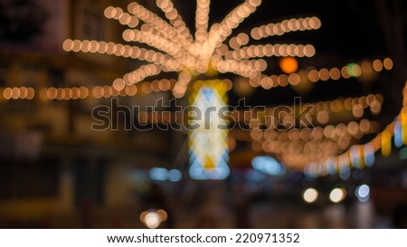 Abstract blur bokeh background on bright colors style in the night on the road