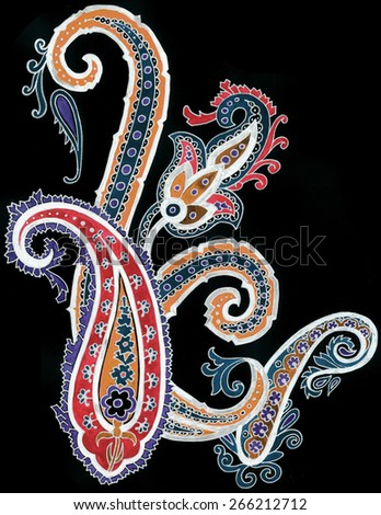 watercolor paisley on black background