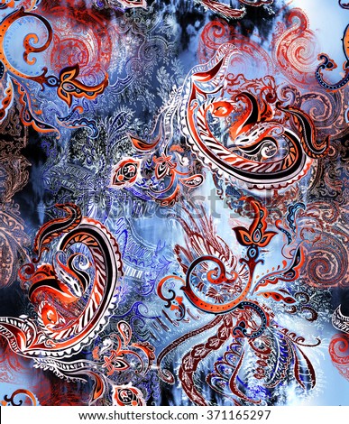 Watercolor paisley on abstract background