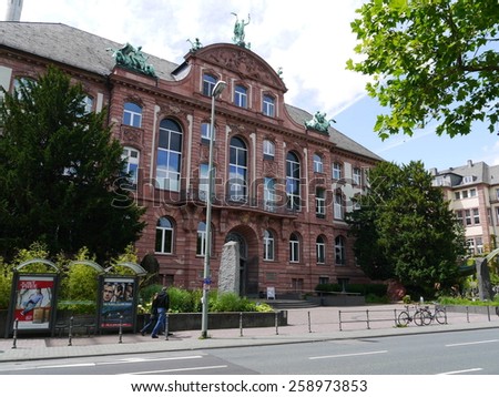 FRANKFURT - JUNE 30 2013: The facade of the Senckenberg Museum in Frankfurt am Main, Germany