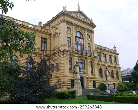 PRAGUE, SEPTEMBER 1 2014 - The facade of Prague City Museum, a historic museum in Prague, Czech Republic
