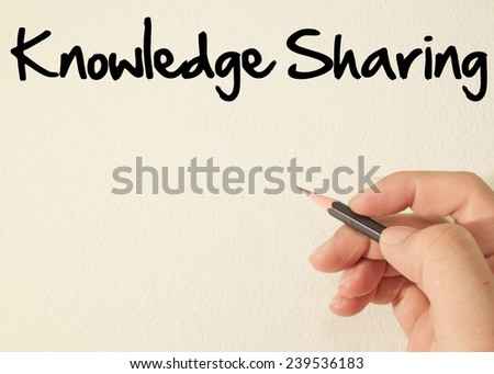 Knowledge sharing  text write on wall