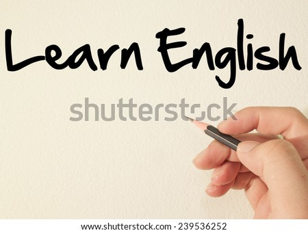 Learn English text write on wall
