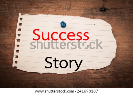 success story text concept on note paper