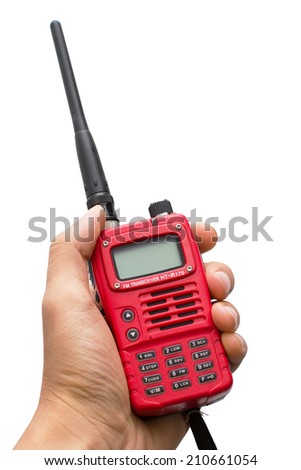 Red Walkie Talkie Handheld isolated on white