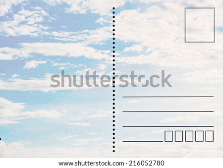 old postal card with cloud  theme