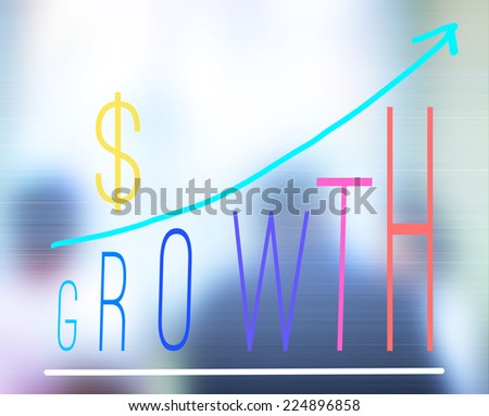 drawing business growth chart on blur people background