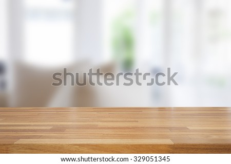 Empty wooden table and room interior decoration background, product montage display,window background