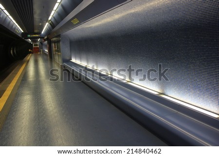 Naples, Italy, August 10, 2014: Naples subway, Toledo Station, platform. The Toledo Art Station,on November 30, 2012,  was eliged as the most beautiful of Europe by the Daily Telegraph