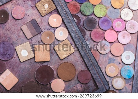 Colorful eye shadows palette. Makeup background