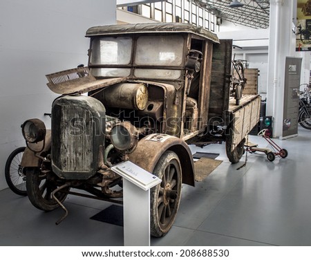 ZAGREB, CROATIA -  FEBRUARY 23, 2014: Car museum Ferdinand Budicki, first car museum in Zagreb. Praga R oldest vehicle exhibited at the museum, Zagreb, Croatia