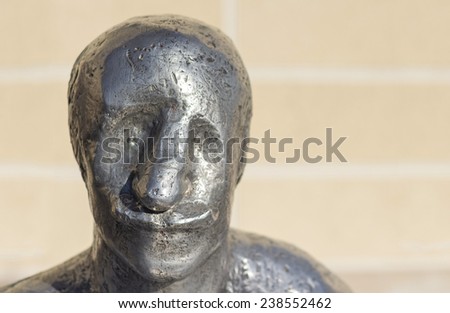 Metal statue head