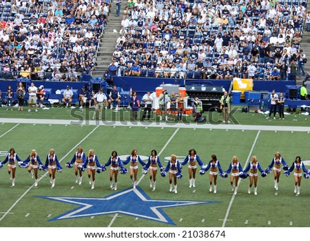 DALLAS - OCT 5: Texas Stadium on Sunday, October 5, 2008. Dallas Cowboys cheerleaders performing for the half time show. The last season that the Cowboys will play in Texas Stadium.