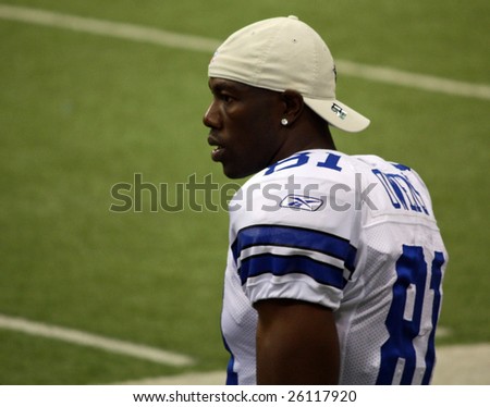 DALLAS - DEC 14: Taken in Texas Stadium on Sunday, December 14, 2008. Dallas Cowboys receiver Terrell Owens during a game with the NY Giants.