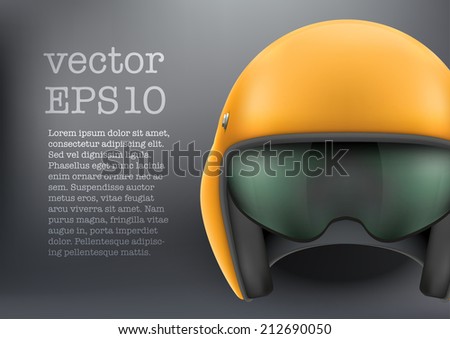 Background of Military Orange Aircraft or motorsport marshall helmet. Help of steward. Vector illustration isolated on white background.