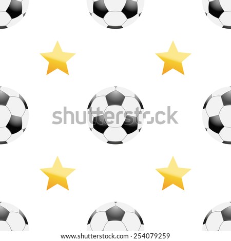 Universal vector football seamless patterns tiling. Sport theme with balls and stars. Endless texture can be used for wrapper, cover, package, pattern fills, surface textures.