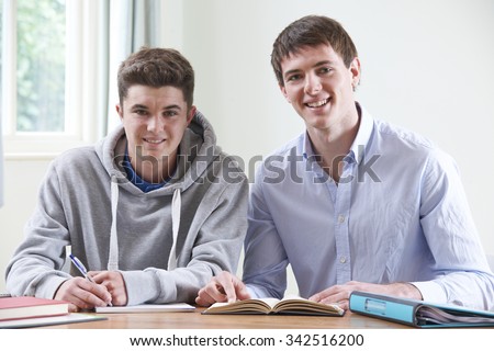 Teenage Boy Studying With Home Tutor