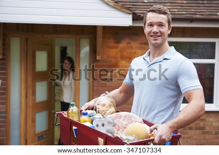 Man Delivering Online Grocery Order