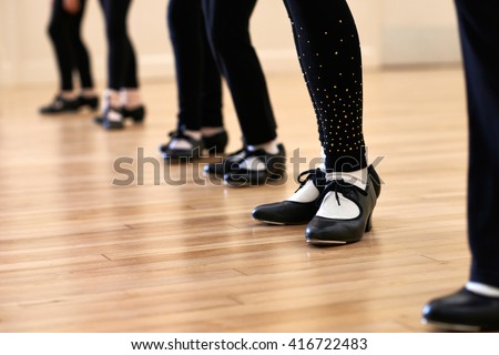 Close Up Of Feet In Children's Tap Dancing Class