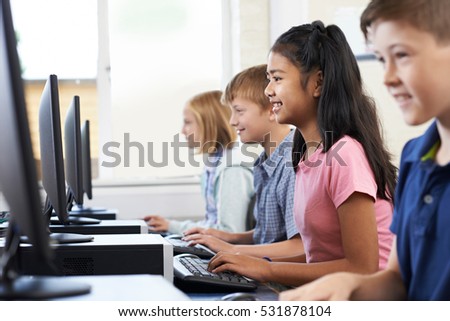 Elementary Pupils In Computer Class