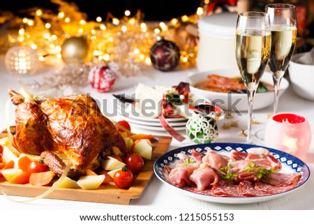 Christmas dinner white table