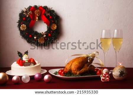 Christmas themed dinner table (star crossed light effect)