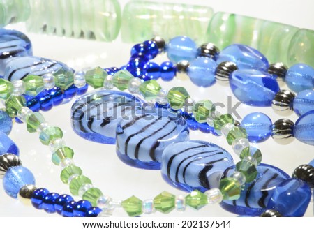 Handcrafted necklaces made from glass beads