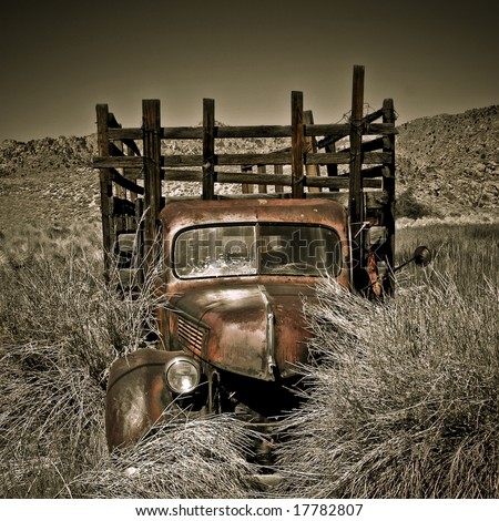 Objects in various stages of decay and aging, abandoned and forgotten - truck