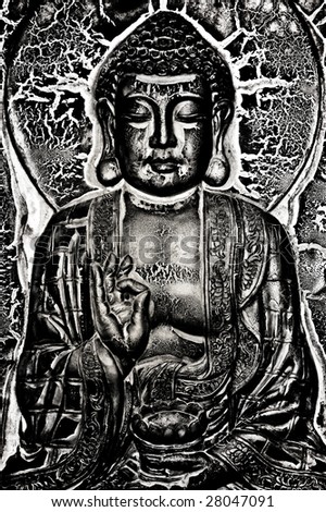 Buddha plate in black, lotus position
