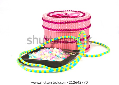 Pixel Beads with Phone Charger Cable on white background