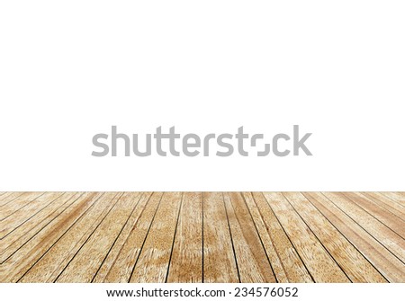 Wood slabs arranged in perspective in isolate on white.