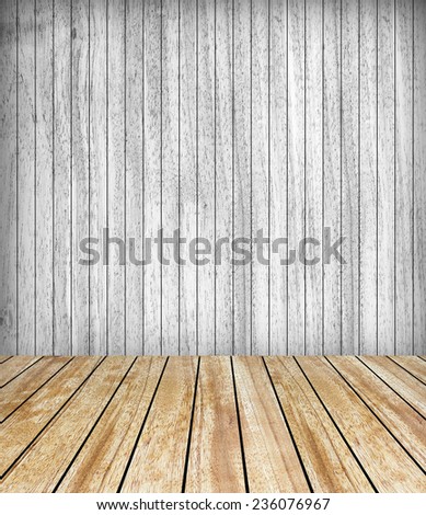 Backdrop Wood slabs wall and wood slabs arranged in perspective texture background in black and white.