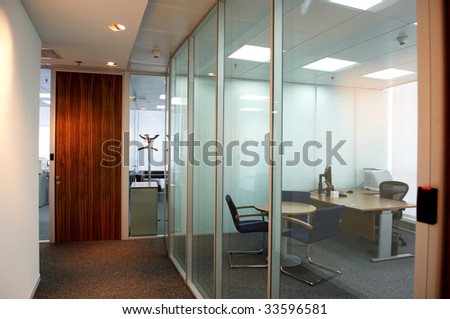 office corridor door glass partitions room business