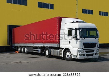 truck standing at the warehouse, unloaded
