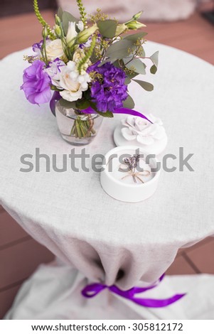 the box for rings with lavender flowers