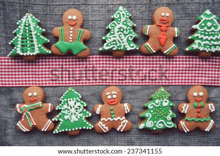 gingerbread men, Christmas tree, gingerbread, Christmas concept, Christmas decorations, new year