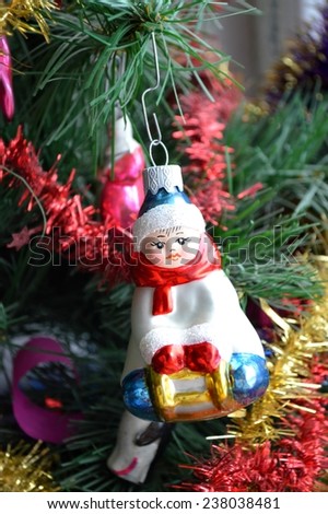 Christmas toy in the form of a girl, Christmas decorations, garland.Snow Maiden