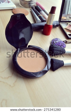 Makeup Eyeliner brush with bottle ,set of cosmetics,Make-up and brushes,powder, puff, mascara, eyeliner