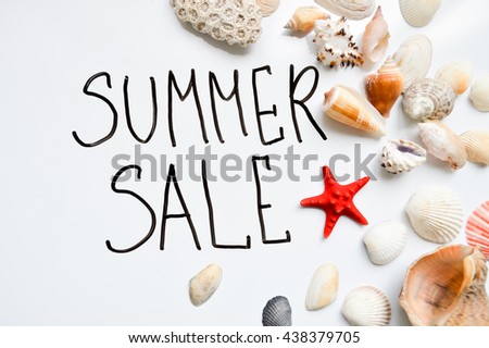 sale, summer background with shells