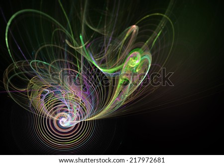 Music Waves. Interplay of overlapping abstract waves, colors and lights on the subject of technology, entertainment, communications, sound and audio